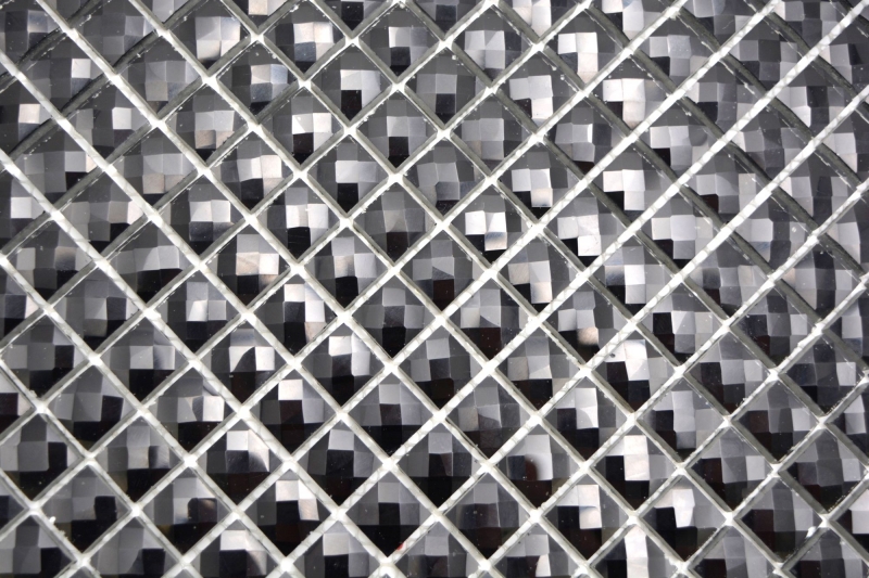Mosaico di vetro QUADRAT CRYSTAL GLITTER BLACK MOS130-B824 1 tappetino