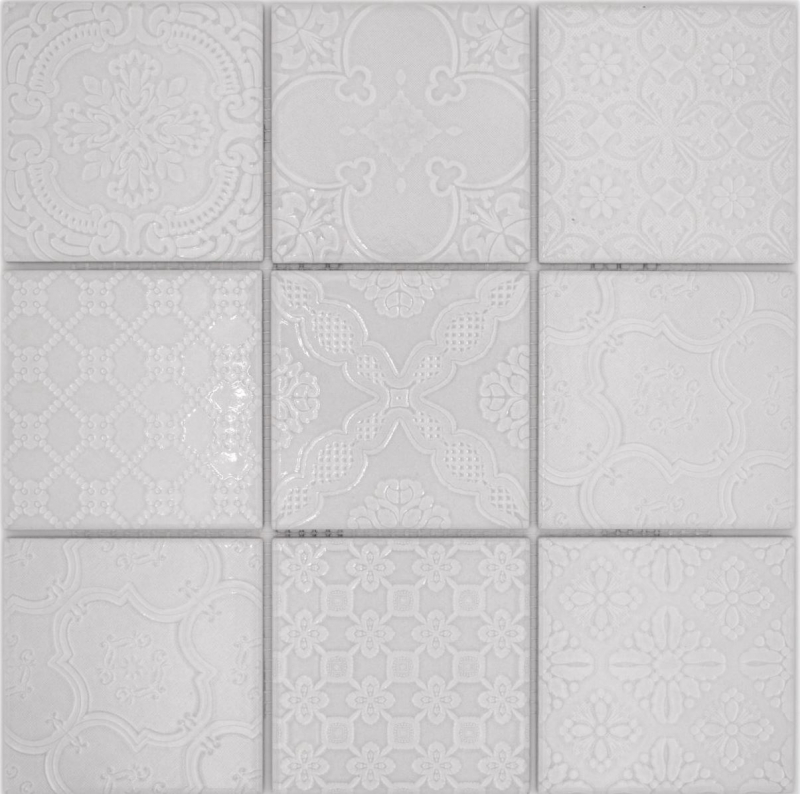 Piastrelle di ceramica a mosaico Jasba paris grey glossy retro look cucina parete bagno piastrelle doccia / 10 tappetini a mosaico