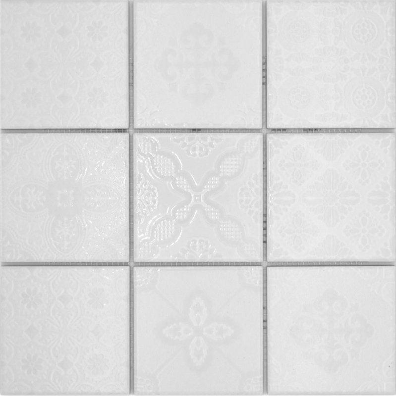Piastrelle di ceramica a mosaico Jasba iceland white glossy retro look kitchen wall bathroom tile shower wall / 10 mosaic mats