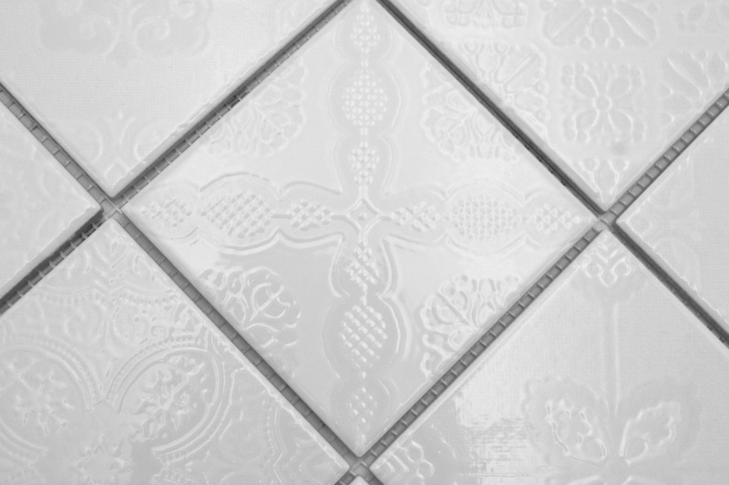 Keramik Mosaik Fliesen Jasba iceland white glänzend Retrooptik Küchenwand Badezimmerfliese Duschwand / 10 Mosaikmatten