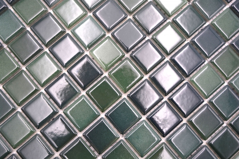 Piastrelle di mosaico in ceramica Jasba verde bosco mix lucido n.d. Rivestimento della cucina rivestimento del bagno rivestimento della doccia / 10 tappetini a mosaico