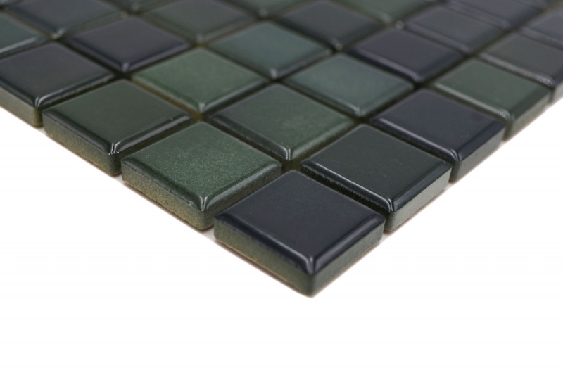 Piastrelle di mosaico in ceramica Jasba verde bosco mix lucido n.d. Rivestimento della cucina rivestimento del bagno rivestimento della doccia / 10 tappetini a mosaico