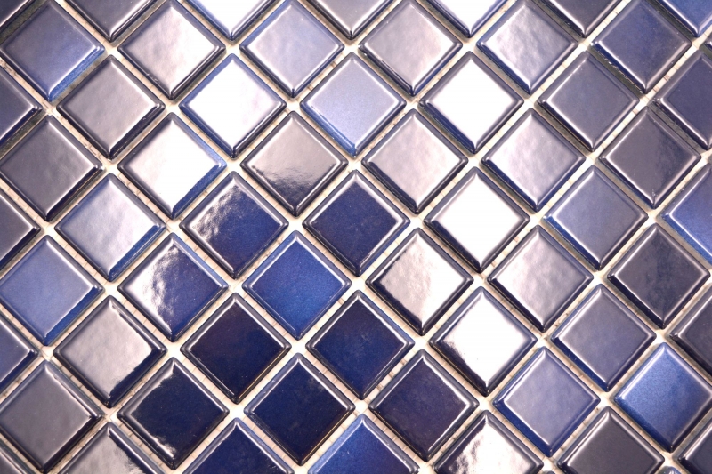 Piastrelle di mosaico in ceramica Jasba deep blue mix glossy n.d. Rivestimento della cucina rivestimento del bagno rivestimento della doccia / 10 tappetini a mosaico
