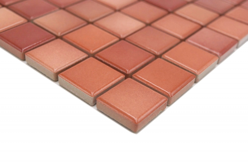 Keramik Mosaik Fliesen Jasba brick red mix glänzend k.A. Küchenwand Badezimmerfliese Duschwand / 10 Mosaikmatten