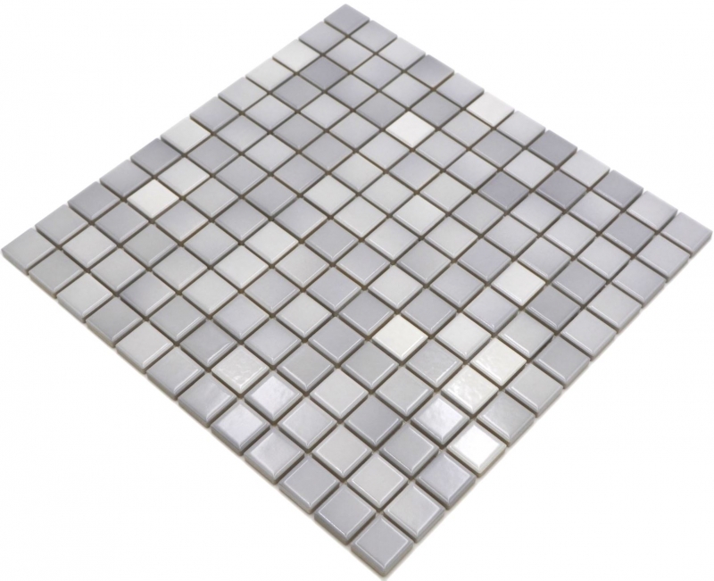 Keramik Mosaik Fliesen Jasba silver grey mix glänzend k.A. Küchenwand Badezimmerfliese Duschwand / 10 Mosaikmatten