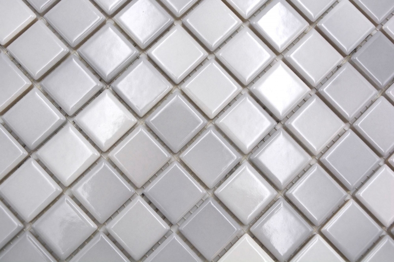 Keramik Mosaik Fliesen Jasba silver grey mix glänzend k.A. Küchenwand Badezimmerfliese Duschwand / 10 Mosaikmatten