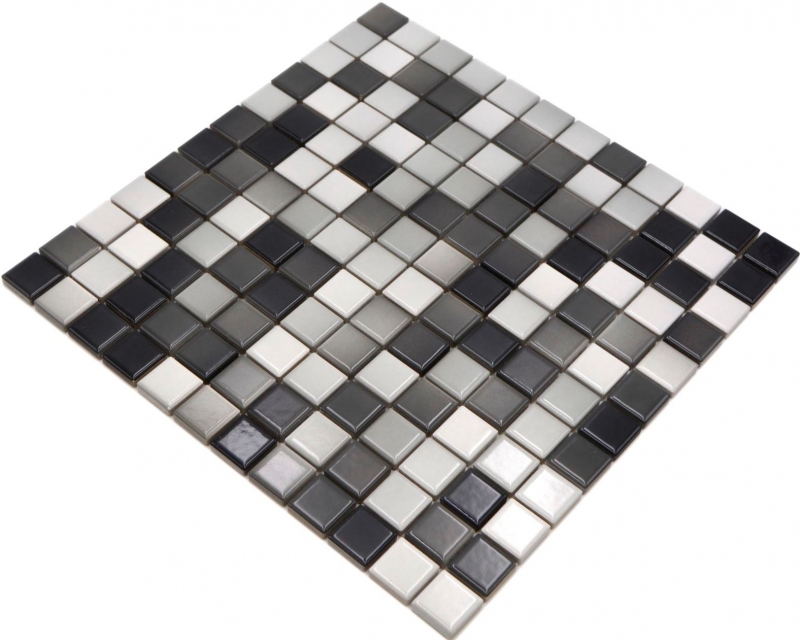 Piastrelle di mosaico in ceramica Jasba bianco grigio mix lucido n.d. Rivestimento della cucina rivestimento del bagno rivestimento della doccia / 10 tappetini a mosaico