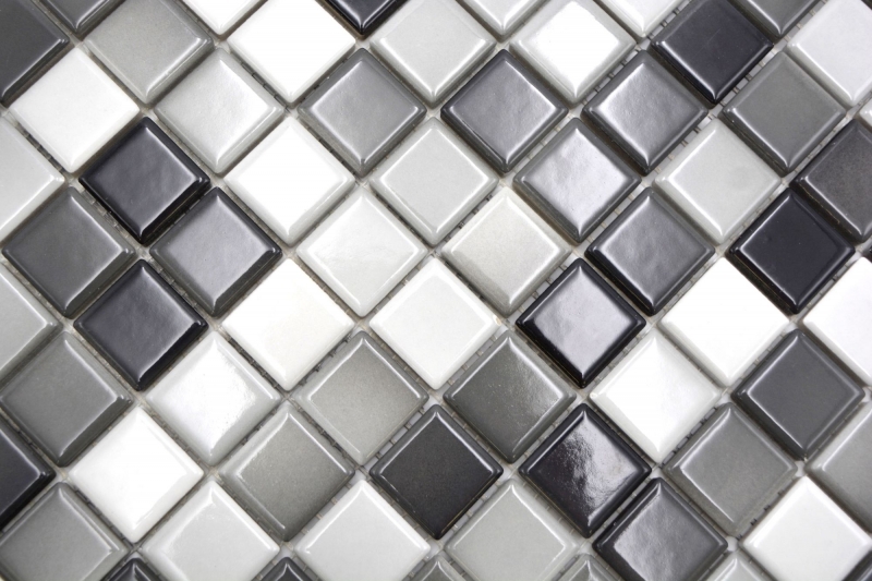 Piastrelle di mosaico in ceramica Jasba bianco grigio mix lucido n.d. Rivestimento della cucina rivestimento del bagno rivestimento della doccia / 10 tappetini a mosaico