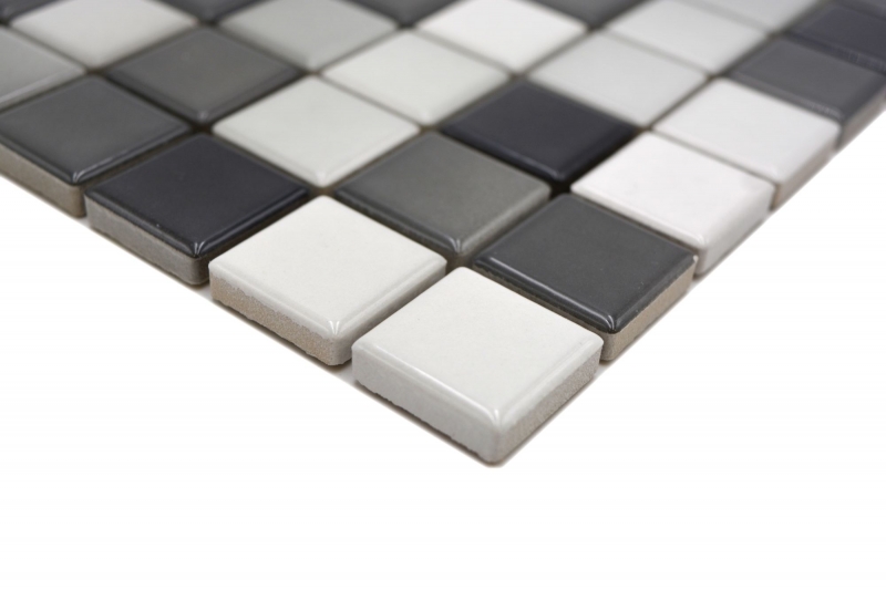 Ceramic mosaic tiles Jasba white gray mix glossy n.a. Kitchen wall bathroom tile shower wall / 10 mosaic mats