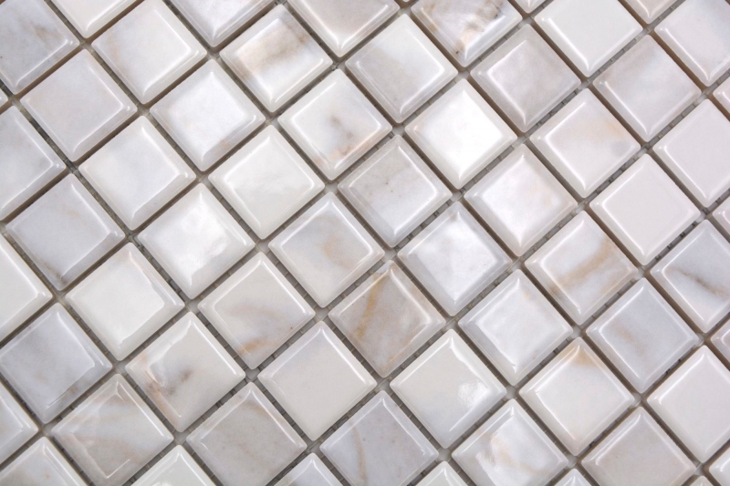Ceramic mosaic tiles Jasba carrara white glossy marble look kitchen wall bathroom tile shower wall / 10 mosaic mats