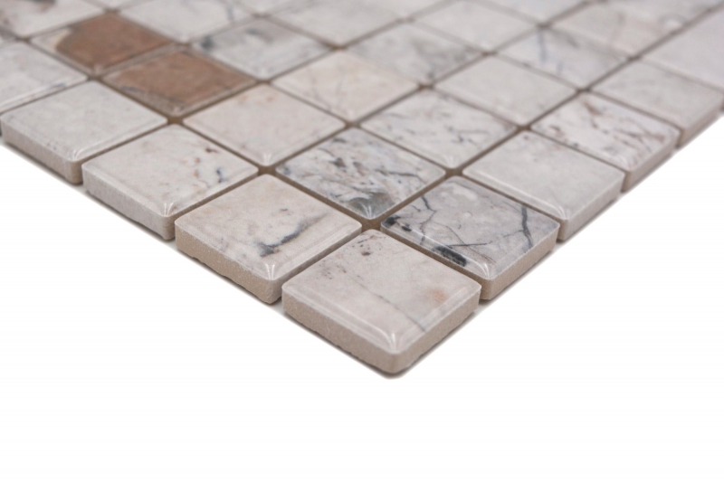 Ceramic mosaic tiles Jasba illusion beige glossy marble look kitchen wall bathroom tile shower wall / 10 mosaic mats