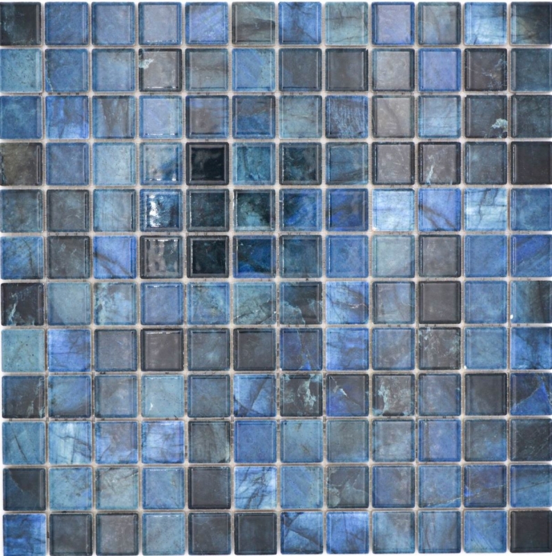 Piastrelle di mosaico in ceramica Jasba labradorite blu lucido effetto marmo parete cucina piastrelle bagno parete doccia / 10 tappetini a mosaico