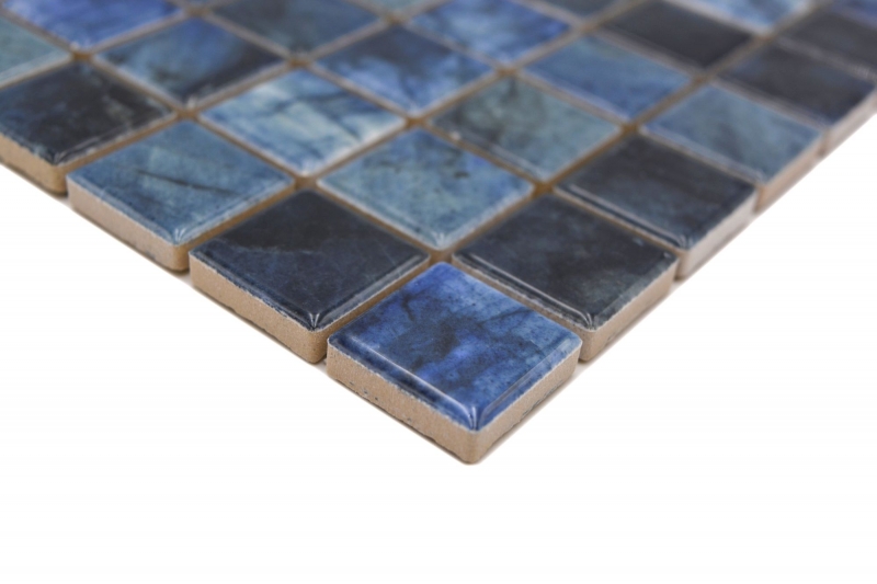 Piastrelle di mosaico in ceramica Jasba labradorite blu lucido effetto marmo parete cucina piastrelle bagno parete doccia / 10 tappetini a mosaico