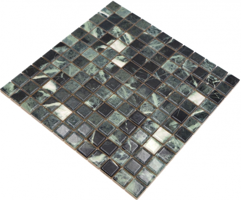 Keramik Mosaik Fliesen Jasba verde alpi glänzend Mamoroptik Küchenwand Badezimmerfliese Duschwand / 10 Mosaikmatten