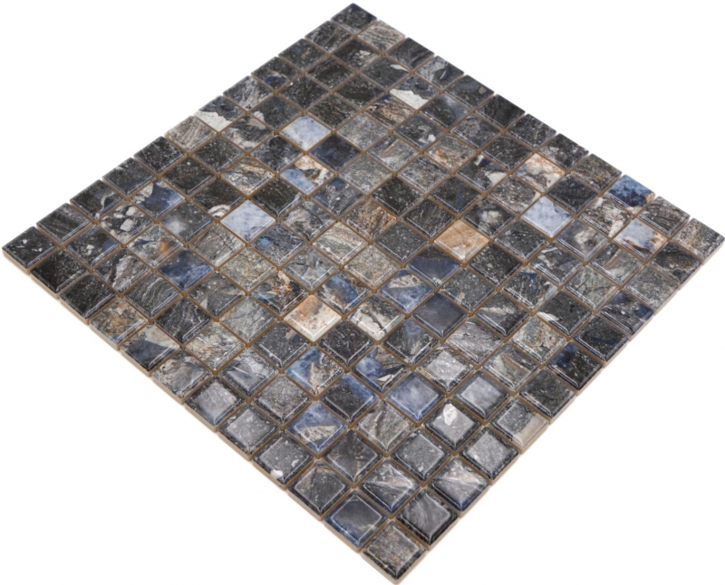 Keramik Mosaik Fliesen Jasba illusion dark glänzend Mamoroptik Küchenwand Badezimmerfliese Duschwand / 10 Mosaikmatten