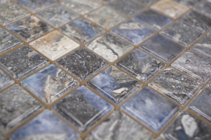 Ceramic mosaic tiles Jasba illusion dark glossy marble look kitchen wall bathroom tile shower wall / 10 mosaic mats