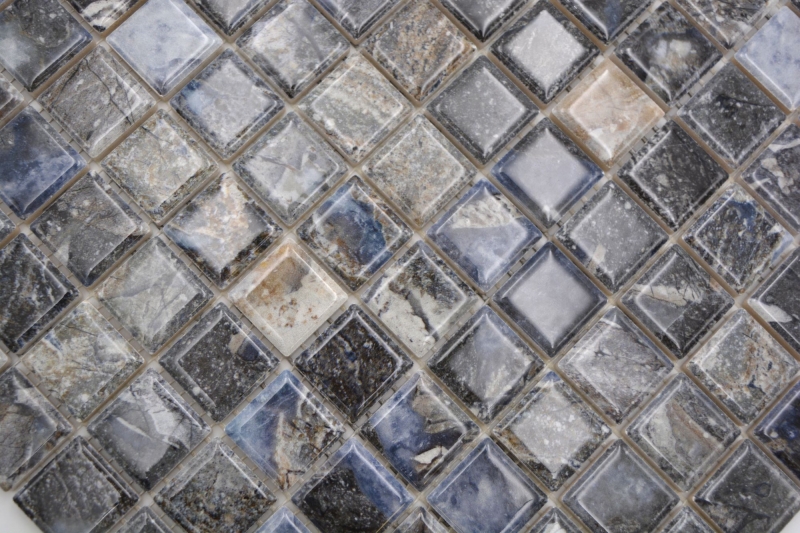 Ceramic mosaic tiles Jasba illusion dark glossy marble look kitchen wall bathroom tile shower wall / 10 mosaic mats