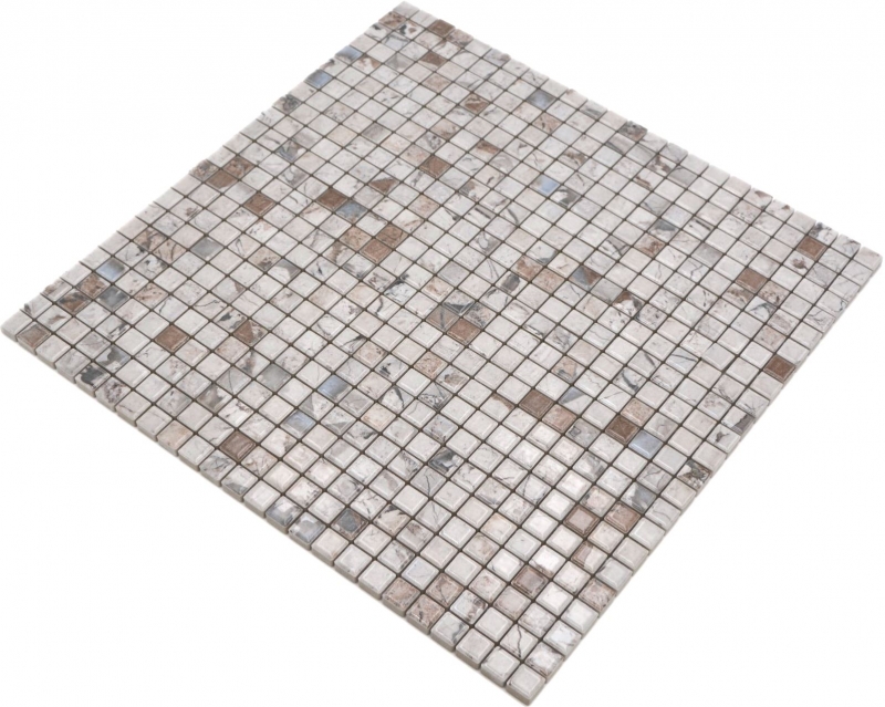 Keramik Mosaik Fliesen Jasba illusion beige glänzend Mamoroptik Küchenwand Badezimmerfliese Duschwand / 10 Mosaikmatten