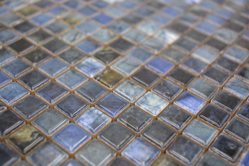 Ceramic mosaic tiles Jasba labradorite blue glossy marble look kitchen wall bathroom tile shower wall / 10 mosaic mats
