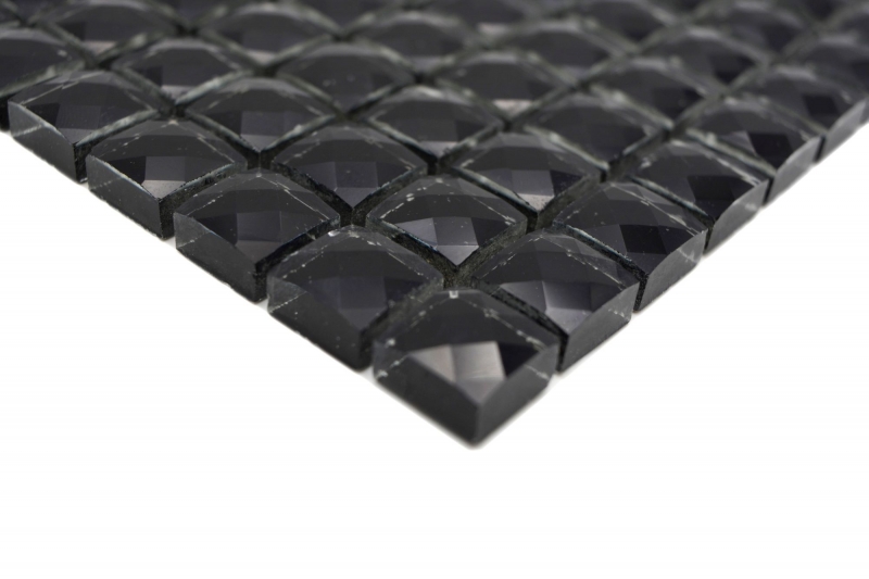 Mosaico di vetro dipinto a mano QUADRAT CRYSTAL GLITZER nero parete pavimento interno esterno soggiorno cucina bagno doccia piscina MOS130-B824_m