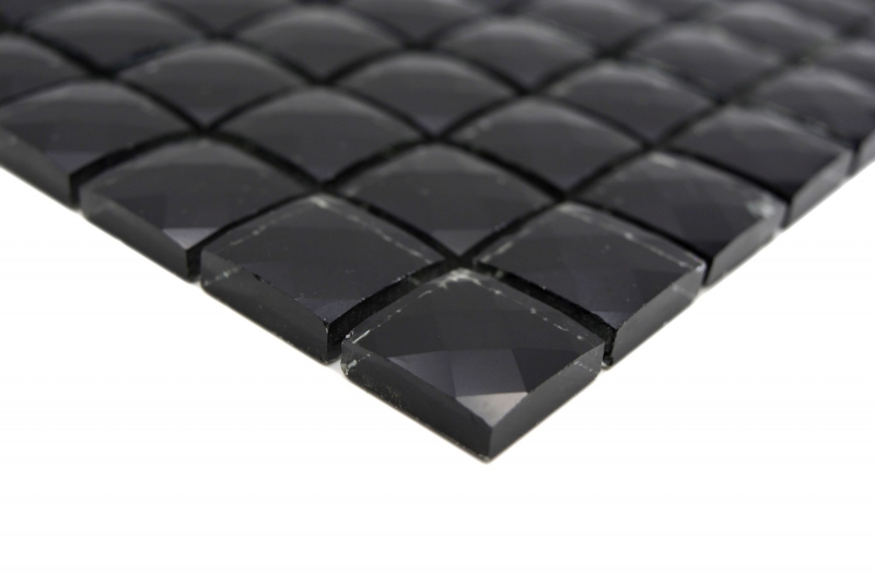 Mosaico di vetro dipinto a mano QUADRAT CRYSTAL GLITZER nero parete interna soggiorno cucina bagno doccia MOS130-X826_m