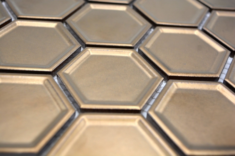 Hand sample HEXAGON BRONZE HONEYCOMBWall Floor Interior Exterior Living room Kitchen Bathroom Shower Swimming pool MOS14-09BR_m