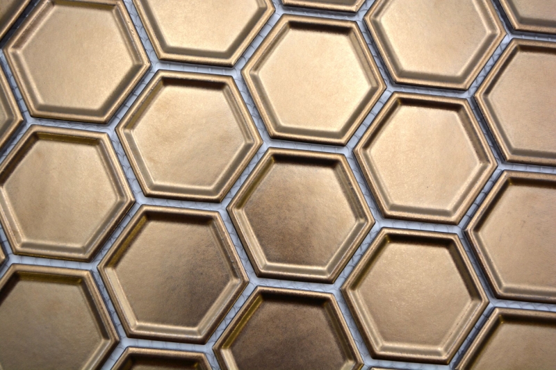 Échantillon manuel HEXAGON BRONZE HONEYCOMBMur Sol Intérieur Extérieur Séjour Cuisine Bain Douche Piscine MOS14-09BR_m