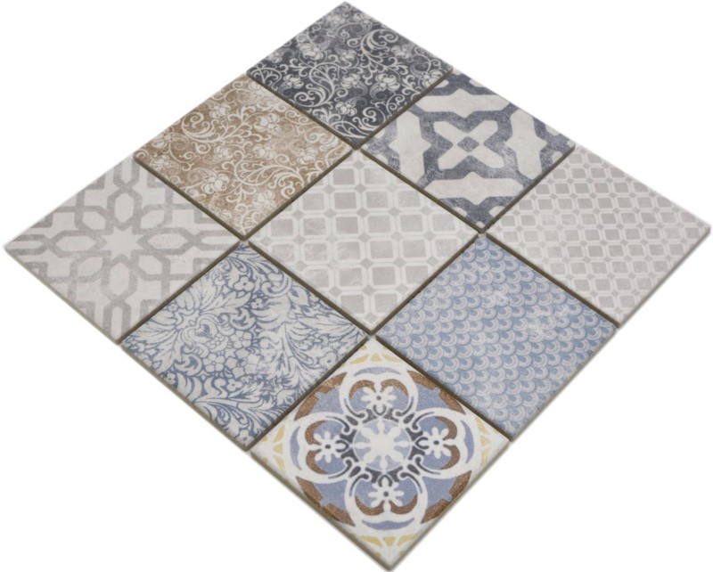 Handmuster Jasba Pattern Mosaik Keramik Steinzeug mehrfarbig matt Retrooptik Küche Bad Dusche MOSJBPV20_m