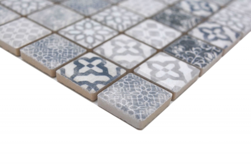 Hand pattern Jasba Pattern mosaic ceramic stoneware gray matt retro look kitchen bathroom shower MOSJBPV02_m