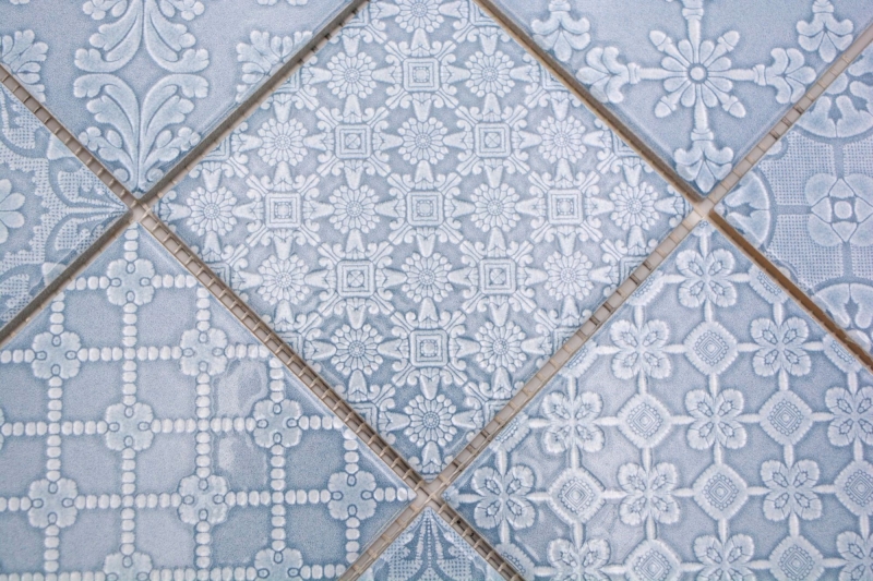 Mosaico Jasba Clara dipinto a mano in ceramica gres nordico blu lucido look retrò cucina bagno doccia MOSJBC135_m