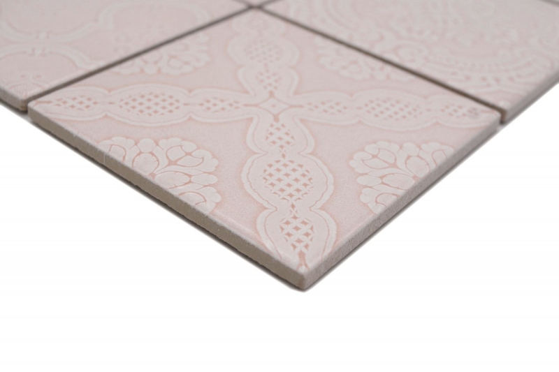 Mosaico Jasba Clara dipinto a mano in ceramica gres vintage rose glossy retro look cucina bagno doccia MOSJBC137_m