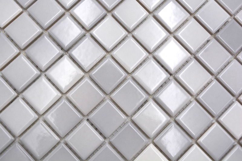 Motivo a mano Jasba Agrob Buchtal Fresh mosaico in ceramica gres grigio argento mix lucido cucina bagno doccia MOSJBF219_m