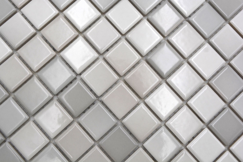 Motivo a mano Jasba Agrob Buchtal Fresh mosaico in ceramica gres grigio caldo mix lucido cucina bagno doccia MOSJBF220_m