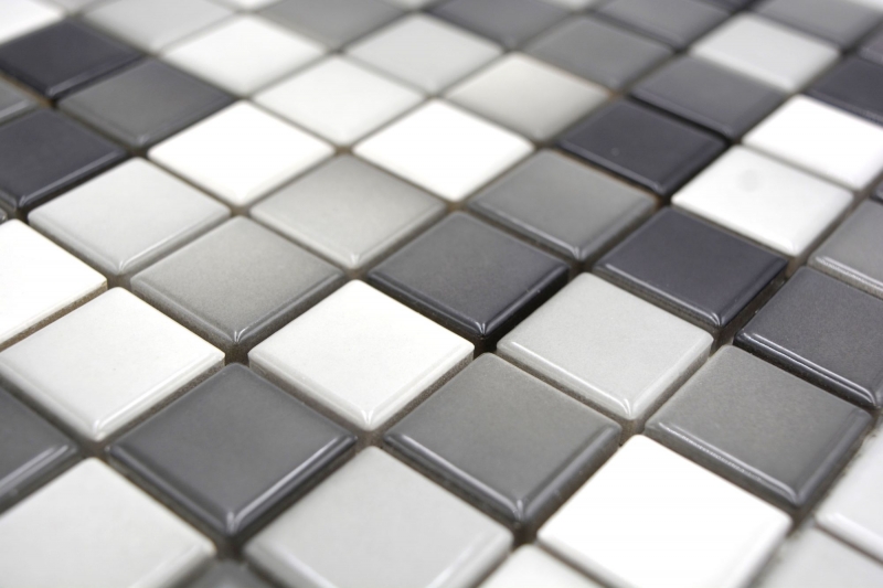 Handmuster Jasba Agrob Buchtal Fresh Mosaik Keramik Steinzeug white grey mix glänzend Küche Bad Dusche MOSJBF221