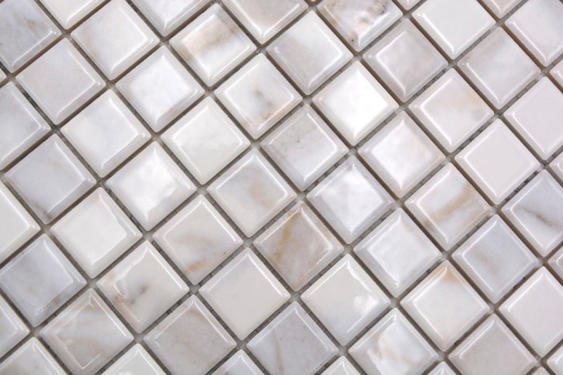 Hand pattern Jasba Agrob Buchtal Fresh Marble & More mosaic ceramic stoneware carrara white glossy marble look kitchen bathroom shower MOSJBMM17_m