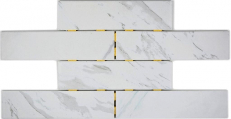 Piastrella di mosaico in ceramica bianca Brick Carrara in Dot Joint MOS24CD-0102