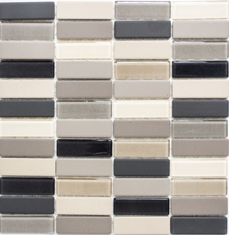 Piastrella di mosaico in ceramica grigio beige chiaro aste in vetro non smaltato MOS24-CUSTG61