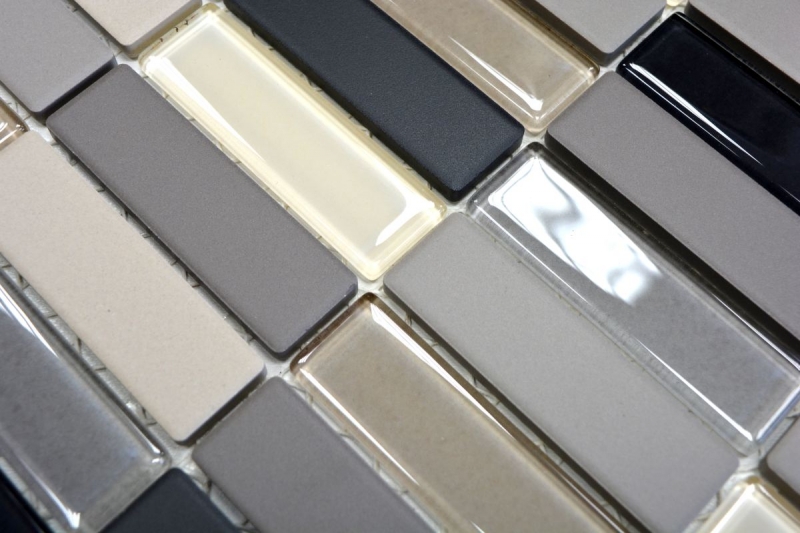 Mosaic tile ceramic light beige gray rods unglazed glass MOS24-CUSTG61