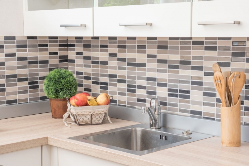 Mosaik Fliese Keramik hellbeige grau Stäbchen unglasiert Glas MOS24-CUSTG61_f