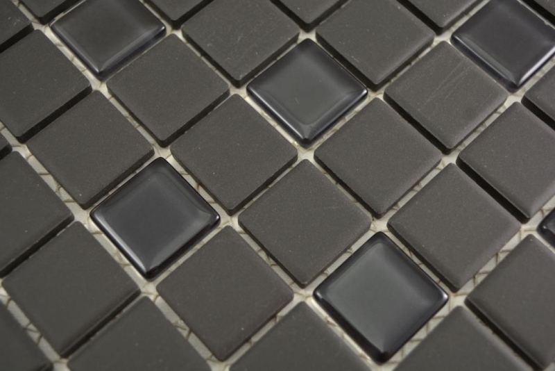 Piastrella a mosaico in ceramica nera non smaltata backsplash in vetro MOS18-CUG70_f