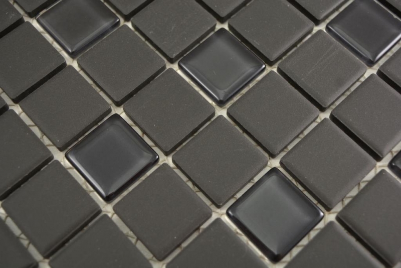 Hand-painted mosaic tile ceramic black unglazed glass MOS18-CUG70_m