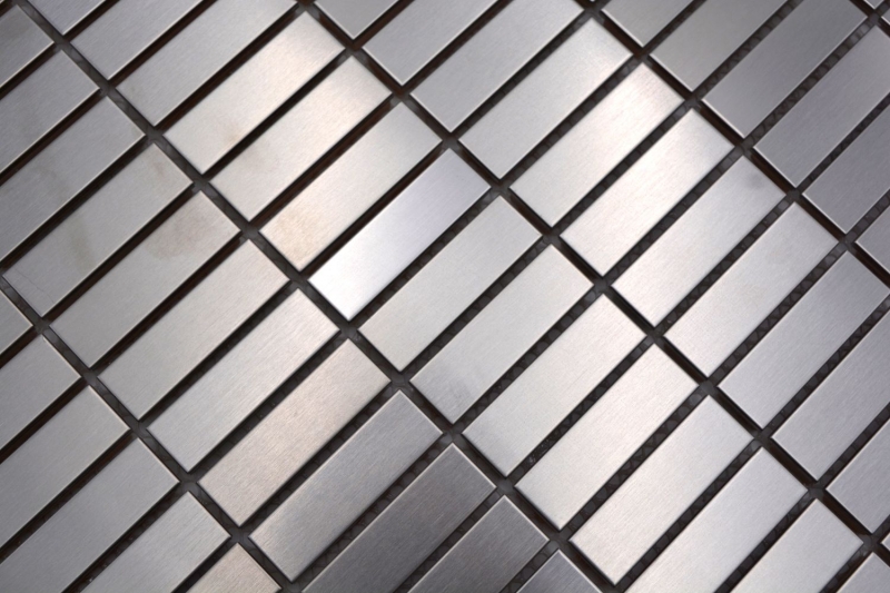 Mosaic tile stainless steel silver rectangle silver brushed steel MOS129-1548D_m