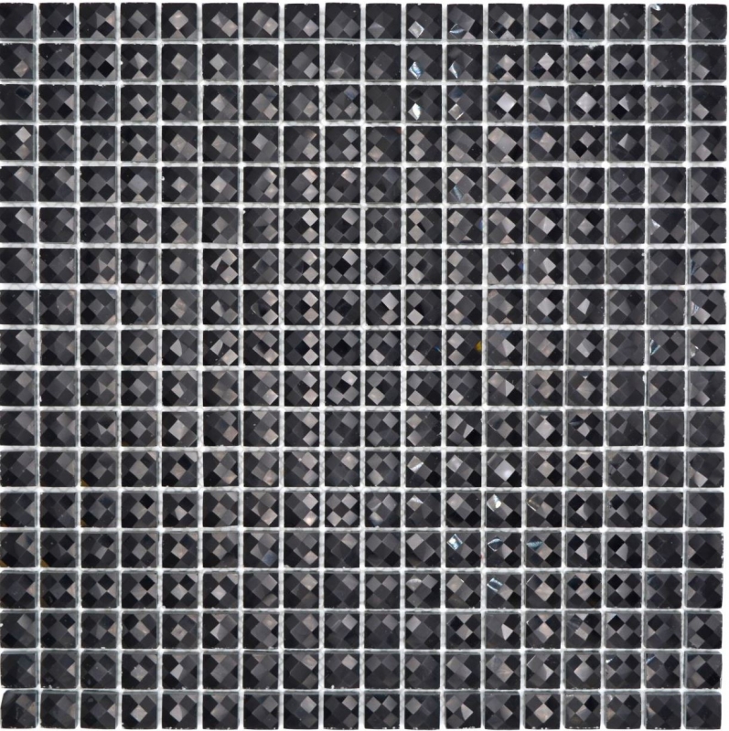 Mosaico di vetro QUADRAT CRYSTAL GLITTER BLACK / 10 tessere di mosaico MOS130-B824_f
