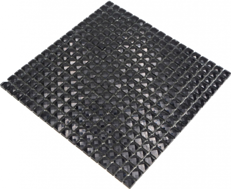 Mosaico di vetro QUADRAT CRYSTAL GLITTER BLACK / 10 tessere di mosaico MOS130-B824_f