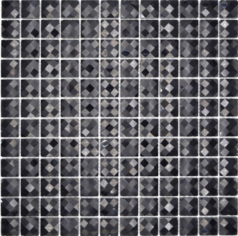 Glass mosaic QUADRAT CRYSTAL GLITTER BLACK / 10 mosaic tiles MOS130-X826_f