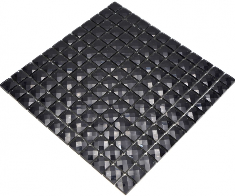 Mosaico di vetro QUADRAT CRYSTAL GLITTER BLACK / 10 tessere di mosaico MOS130-X826_f
