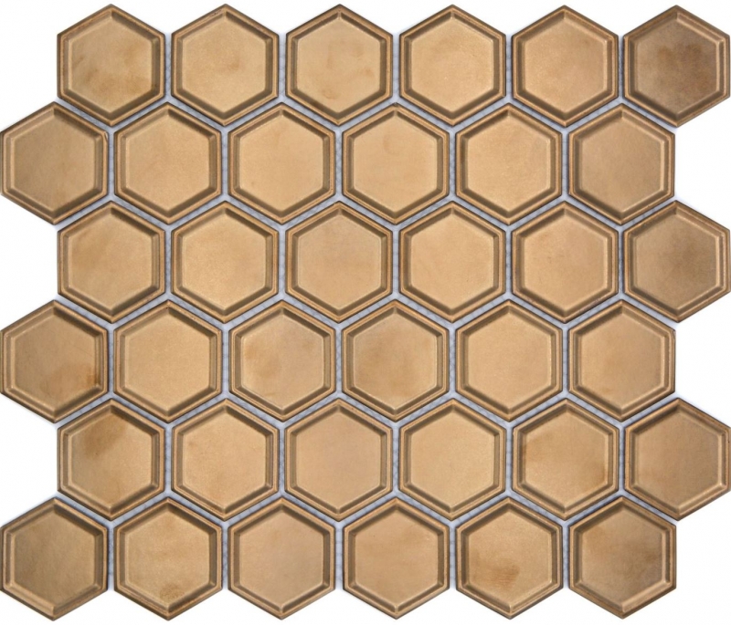 HEXAGON BRONZE HONEYCOMB / 10 mosaic tiles 14-09BR_f
