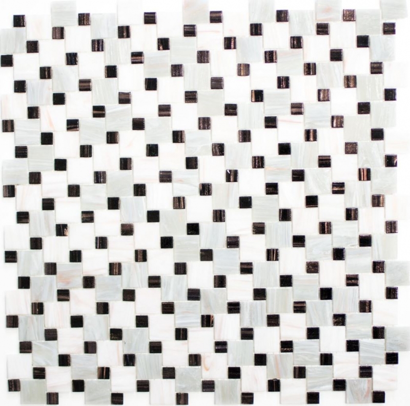 Mosaïque Carreau de verre Combinaison Goldstar gris blanc MOS57-K01_f | 10 Tapis de mosaïque