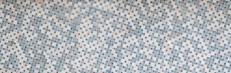 Combinazione di tessere di mosaico in vetro Goldstar grigio bianco MOS57-K01_f | 10 tappetini di mosaico