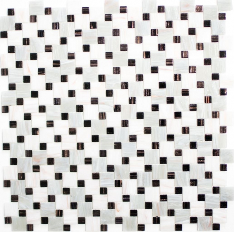 Hand sample mosaic tile glass combination Goldstar gray white MOS57-K01_m